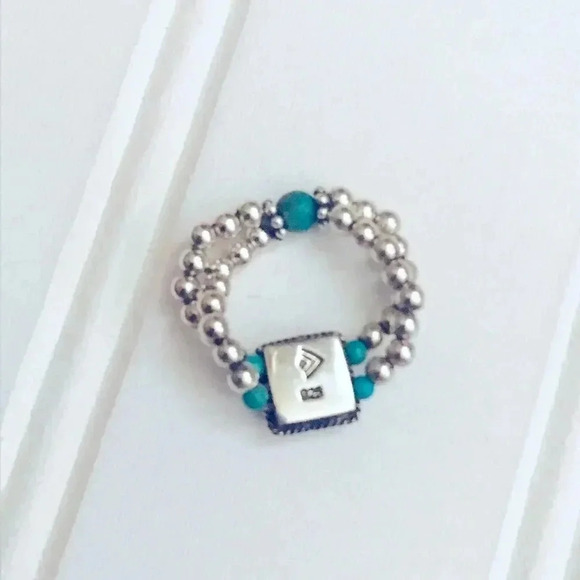 Silpada sterling silver beaded turquoise ring - Picture 2 of 3